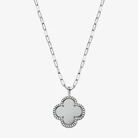 Womens 1 7/8 CT. T.W. White Mother Of Pearl Sterling Silver Clover 17 Inch Pendant Necklace