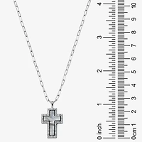 Womens 1 1/8 CT. T.W. White Mother Of Pearl Sterling Silver Cross 17 Inch Pendant Necklace