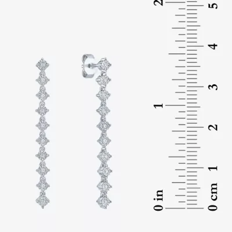 (G-H / Si2-I1) Womens 1/10 CT. T.W. Lab Grown White Diamond Sterling Silver Drop Earrings