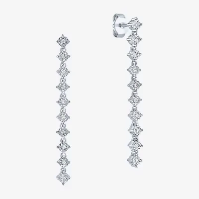 (G-H / Si2-I1) Womens 1/10 CT. T.W. Lab Grown White Diamond Sterling Silver Drop Earrings
