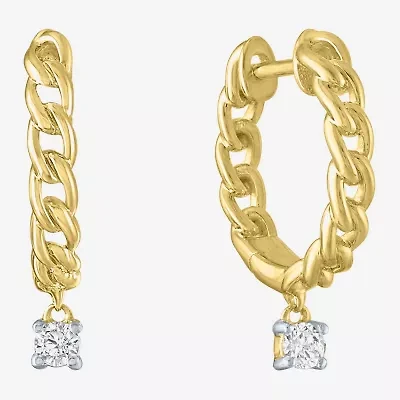 Diamond Addiction (G-H / Si2-I1) Womens 1/10 CT. T.W. Lab Grown White Diamond 14K Gold Over Silver 14.2mm Hoop Earrings