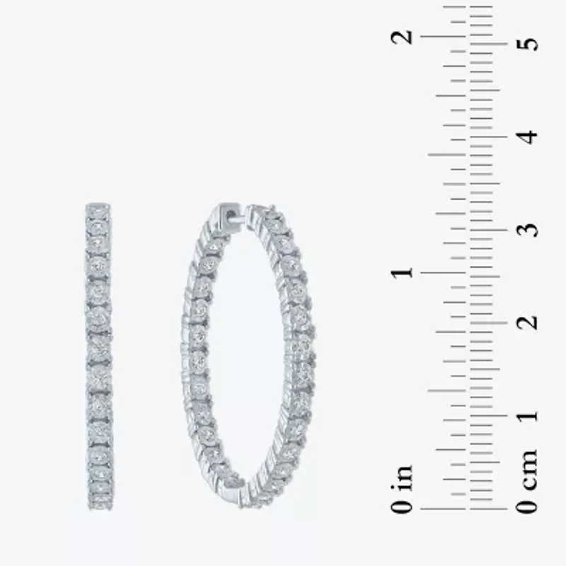 (G-H / SI2-I1) 1 CT. T.W. Lab Grown White Diamond Sterling Silver 32mm Hoop Earrings