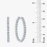 (G-H / SI2-I1) 1 CT. T.W. Lab Grown White Diamond Sterling Silver 32mm Hoop Earrings