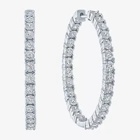 (G-H / SI2-I1) 1 CT. T.W. Lab Grown White Diamond Sterling Silver 32mm Hoop Earrings