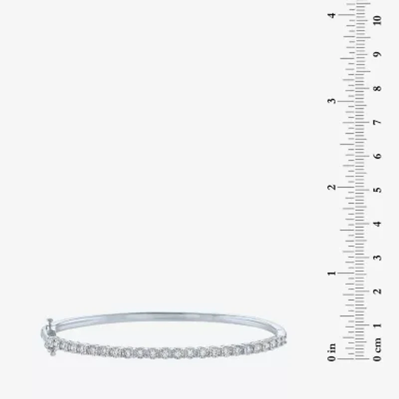 (G-H / SI2-I1) 1/4 CT. T.W. Lab Grown White Diamond Sterling Silver or 14K Gold Over Bangle Bracelet