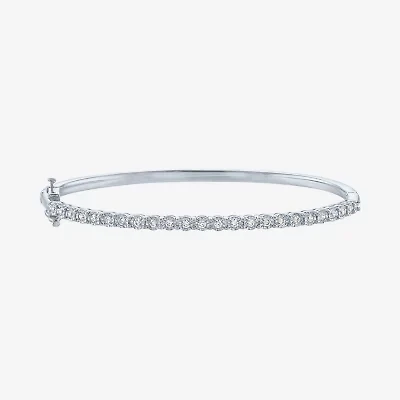 (G-H / SI2-I1) 1/4 CT. T.W. Lab Grown White Diamond Sterling Silver or 14K Gold Over Silver Bangle Bracelet