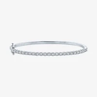 (G-H / SI2-I1) 1/4 CT. T.W. Lab Grown White Diamond Sterling Silver or 14K Gold Over Silver Bangle Bracelet