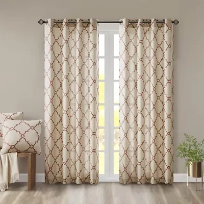 Madison Park Westmont Fretwork Print Grommet Top Light-Filtering Single Curtain Panel