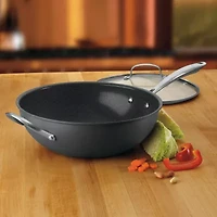 Cuisinart Green 12" With Lid 2-pc. Aluminum Hard Anodized Non-Stick Wok