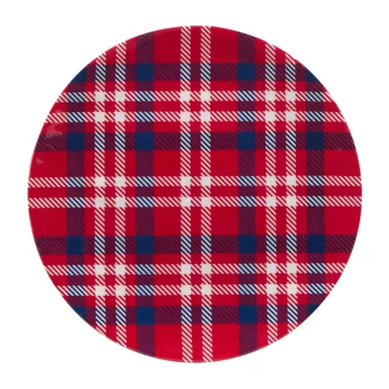 Certified International Patriotic Plaid 6-pc. Melamine Dinner Plate