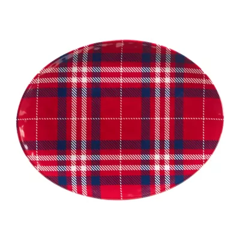 Certified International Patriotic Plaid 2-pc. Melamine Serving Platter