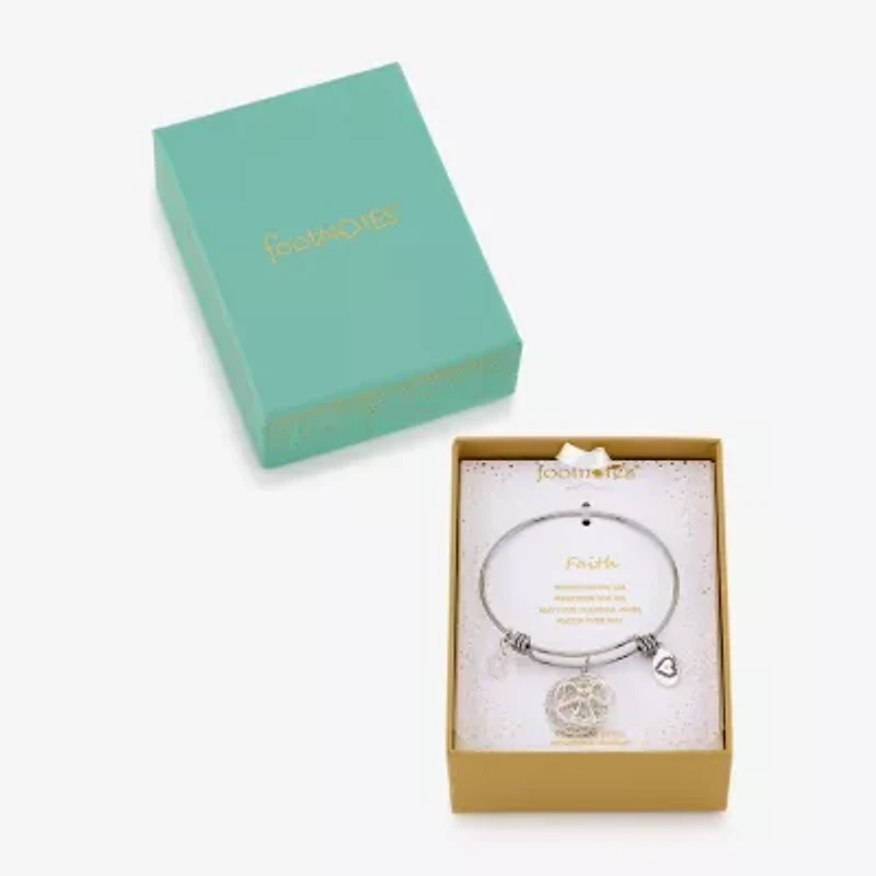 Footnotes Faith Womens Stainless Steel Angel Bangle Bracelet