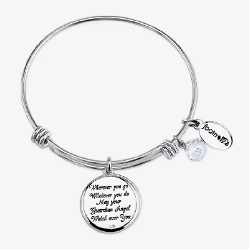Footnotes Faith Womens Stainless Steel Angel Bangle Bracelet