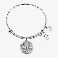 Footnotes Faith Womens Stainless Steel Angel Bangle Bracelet