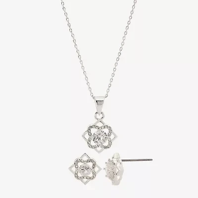 Sparkle Allure Womens Cubic Zirconia Pure Silver Over Brass Hypoallergenic 2-pc. Jewelry Set