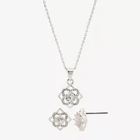 Sparkle Allure Womens Cubic Zirconia Pure Silver Over Brass Hypoallergenic 2-pc. Jewelry Set