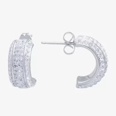 Sparkle Allure Womens Crystal 9.2mm Hoop Earrings
