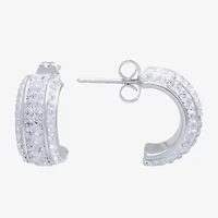Sparkle Allure Womens Crystal 9.2mm Hoop Earrings