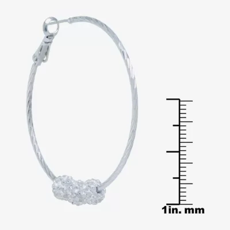Sparkle Allure Womens Crystal 46.2mm Round Hoop Earrings