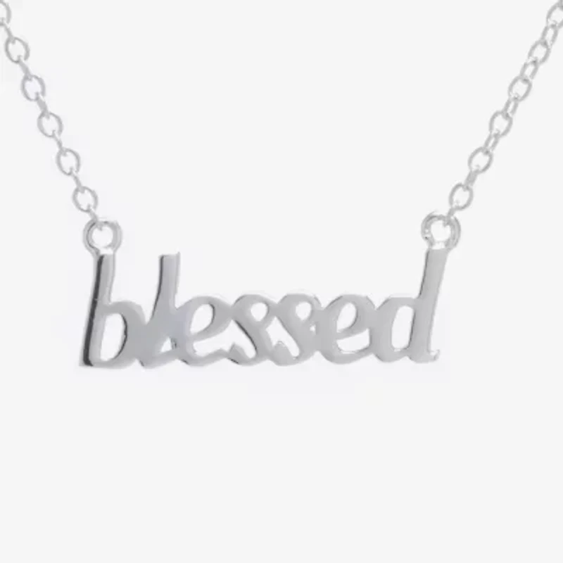Silver Treasures Blessed Womens Sterling Silver 16 Inch Pendant Necklace