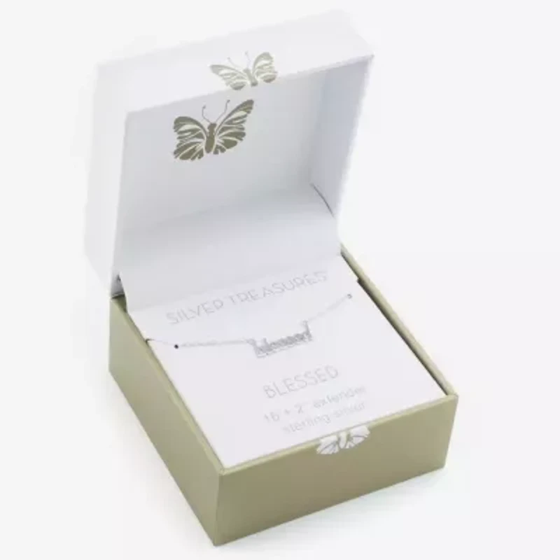 Silver Treasures Blessed Womens Sterling Silver 16 Inch Pendant Necklace