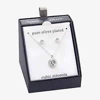 Sparkle Allure Womens White Cubic Zirconia Pure Silver Over Brass 2-pc. Jewelry Set