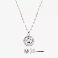 Sparkle Allure Womens White Cubic Zirconia Pure Silver Over Brass 2-pc. Jewelry Set