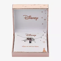 Disney Classics Charm Womens Purple Cubic Zirconia Pure Silver Over Brass Flower 16 Inch Pendant Necklace