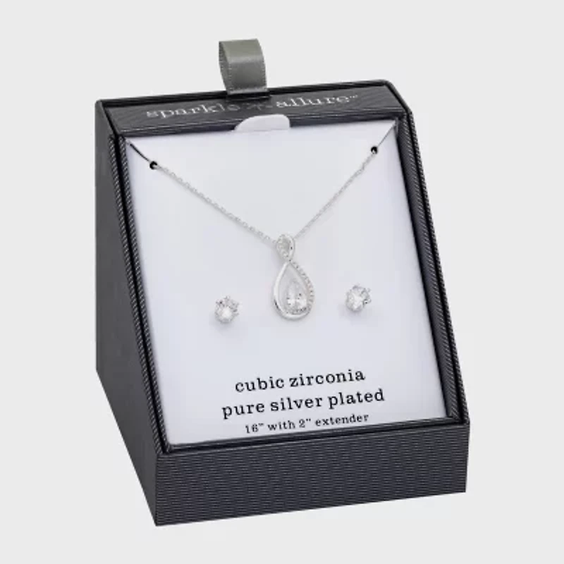 Sparkle Allure Womens Cubic Zirconia Pure Silver Over Brass Infinity 2-pc. Jewelry Set