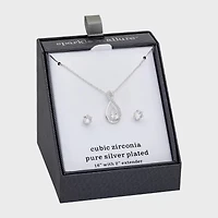 Sparkle Allure Womens Cubic Zirconia Pure Silver Over Brass Infinity 2-pc. Jewelry Set