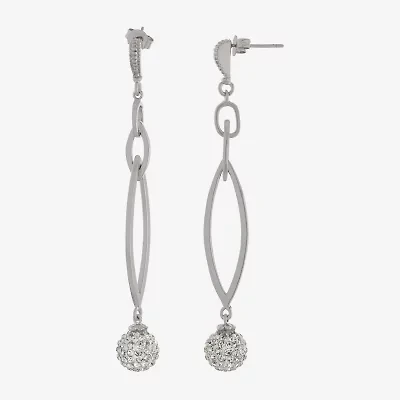 Sparkle Allure Womens Crystal Pure Silver Over Brass Drop Earrings