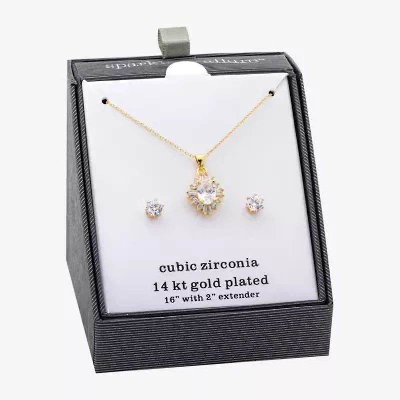 Sparkle Allure 2-pc. Cubic Zirconia 14K Gold Over Brass Jewelry Set