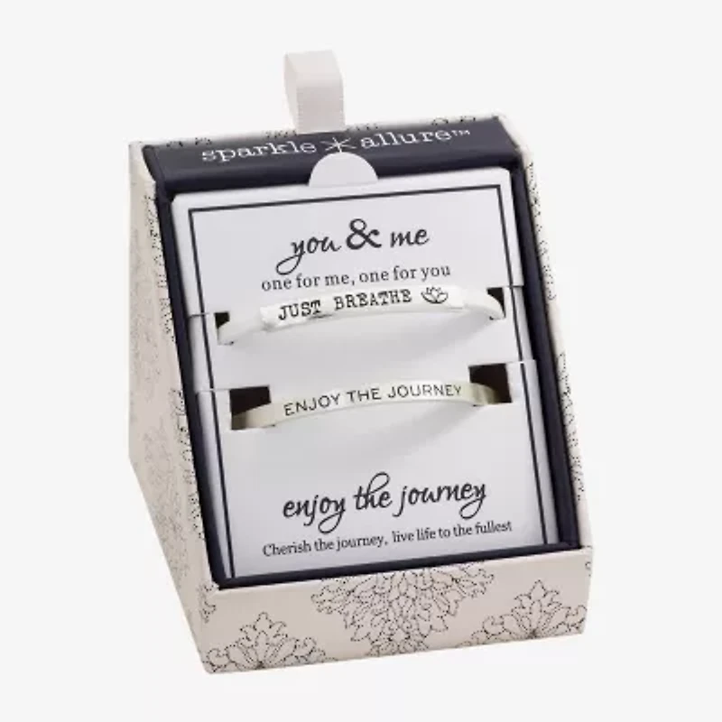 Sparkle Allure You & Me Womens 2-pc. Pure Silver Over Brass Bracelet Set