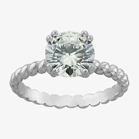 Silver Treasures Womens Cubic Zirconia Sterling Silver Solitaire Engagement Ring