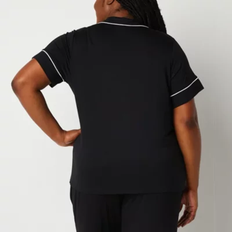 Liz Claiborne Cool and Calm Womens Short Sleeve Plus Pajama Top