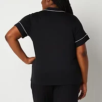 Liz Claiborne Cool and Calm Womens Short Sleeve Plus Pajama Top