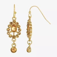 1928 Gold Tone Womens Yellow Drop Earrings