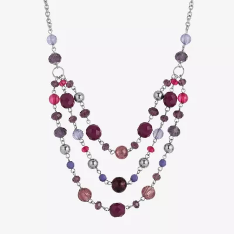 1928 Silver Tone Womens 16 Inch Beaded Necklace