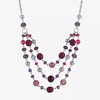 1928 Silver Tone Womens 16 Inch Beaded Necklace