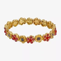 1928 Gold Tone Womens Pink Stretch Bracelet