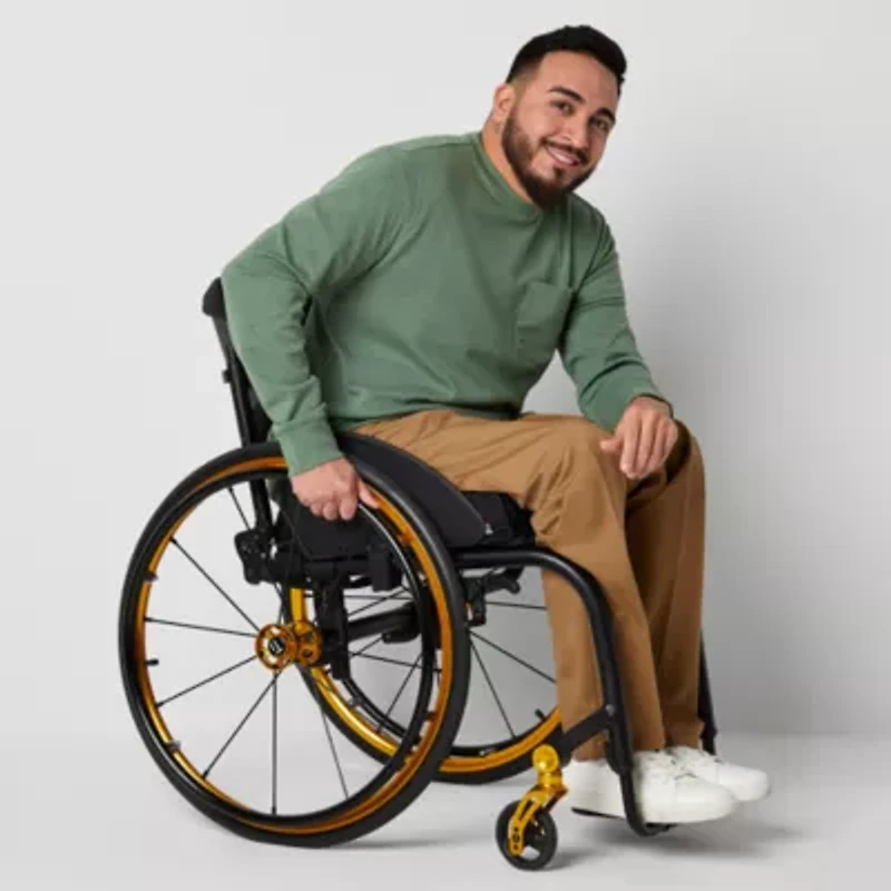 St. John's Bay Universal Wrinkle Free Easy Care Seated Mens Adaptive Easy-on + Easy-off Wear Classic Fit Flat Front Pant