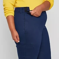 St. John's Bay Womens Plus Adaptive Easy-on + Easy-off Seated Wear Slim Mid Rise Trouser