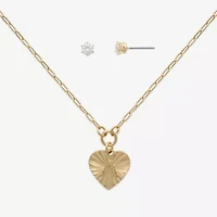 Mixit Hypoallergenic Gold Tone Womens Cubic Zirconia Heart 2-pc. Jewelry Set