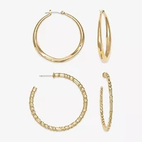 Mixit Hypoallergenic Gold Tone Hoop Womens Hypoallergenic 2 Pair Earring Set