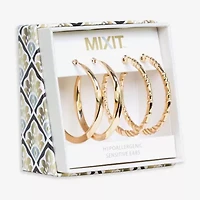 Mixit Hypoallergenic Gold Tone Hoop Womens Hypoallergenic 2 Pair Earring Set