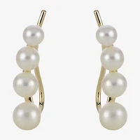 Cultured Freshwater Pearl and 14K Yellow Gold Climber Earrings