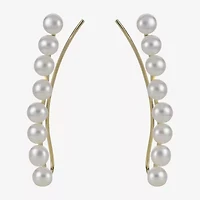 Womens White Cultured Freshwater Pearl 10K Gold Ear Climbers