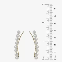 Womens White Cultured Freshwater Pearl 10K Gold Ear Climbers