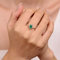 Womens 1/ CT. T.W. Genuine Green Emerald 10K Gold Cocktail Ring