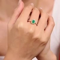 Womens 1/4 CT. T.W. Genuine Green Emerald 10K Gold Cocktail Ring